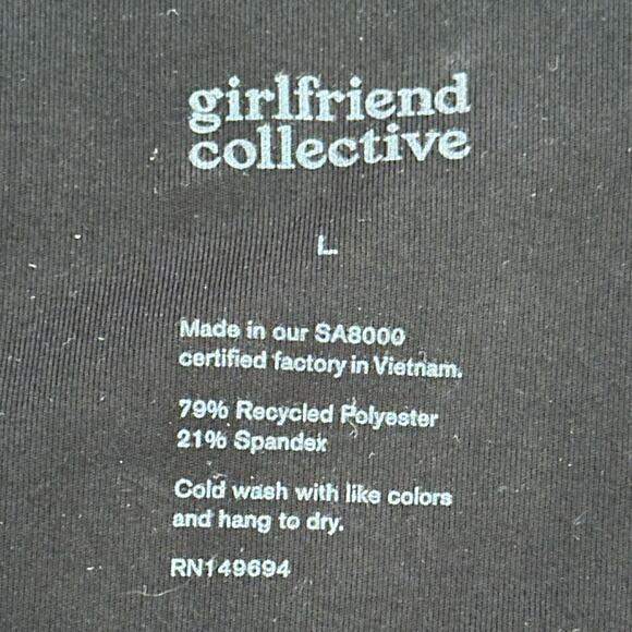 Girlfriend Collective Pamela Halter Bra black square neck T-back sport large - Picture 3 of 5